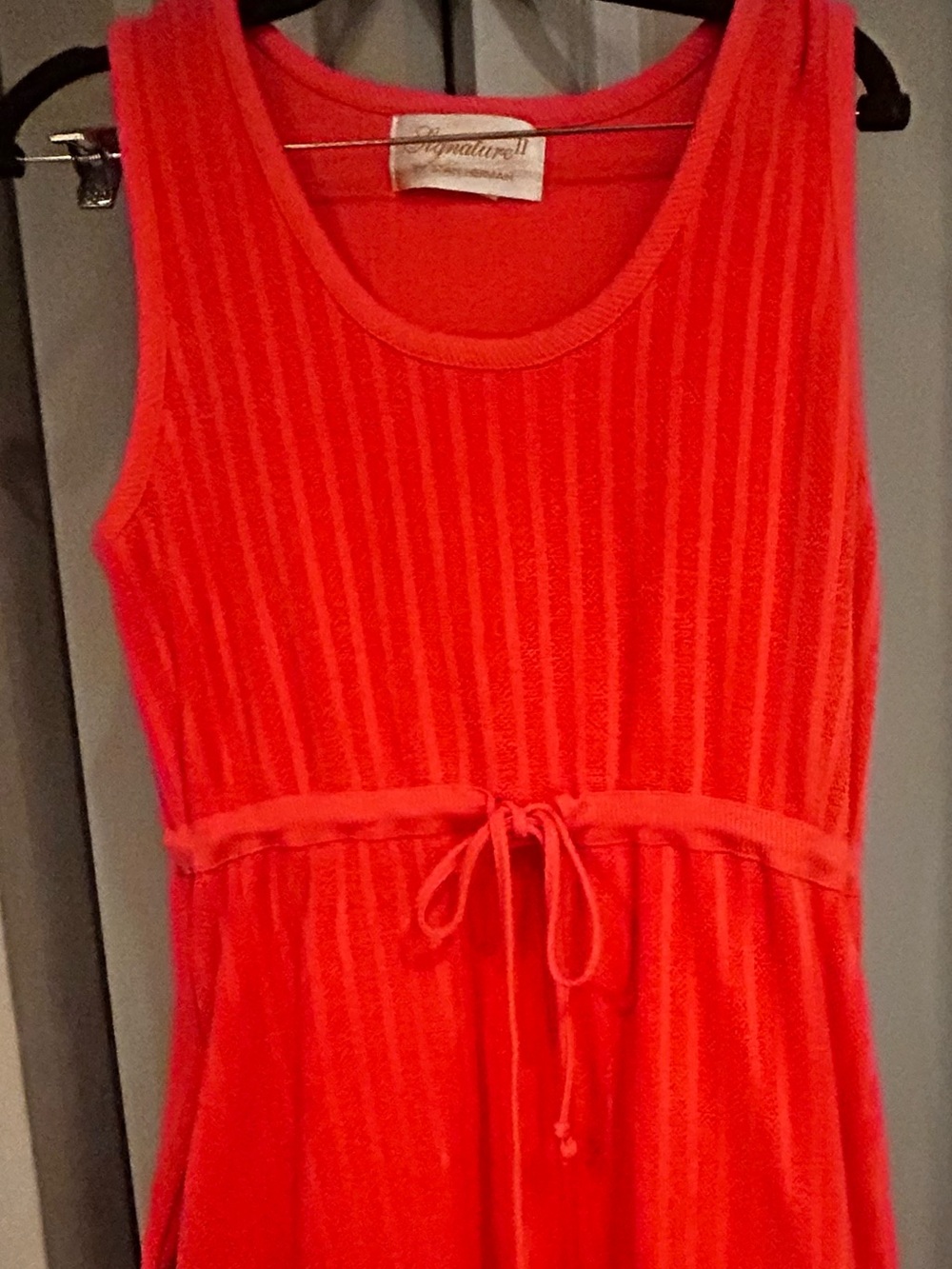 Sleeveless Coral Drawstring Waist Dress